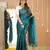 teal green handloom tissue saree with designer blouse