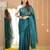 teal green handloom tissue saree with designer blouse