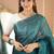 teal green handloom tissue saree with designer blouse