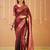 maroon handloom tissue saree with designer blouse