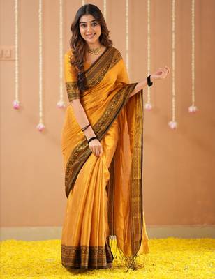 mustrad handloom tissue saree with designer blouse 1