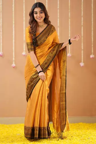 mustrad handloom tissue saree with designer blouse