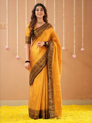 mustrad handloom tissue saree with designer blouse 3