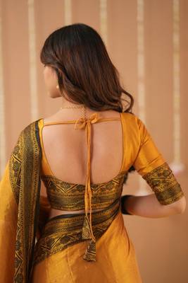mustrad handloom tissue saree with designer blouse 6