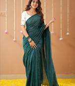 green handloom cotton saree with designer blouse