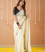 white handloom cotton saree with designer blouse