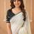 white handloom cotton saree with designer blouse