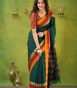 green narayanpet woven cotton saree