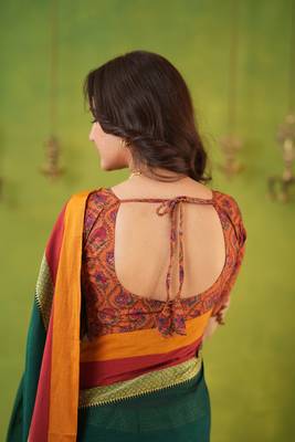 green narayanpet woven cotton saree 6