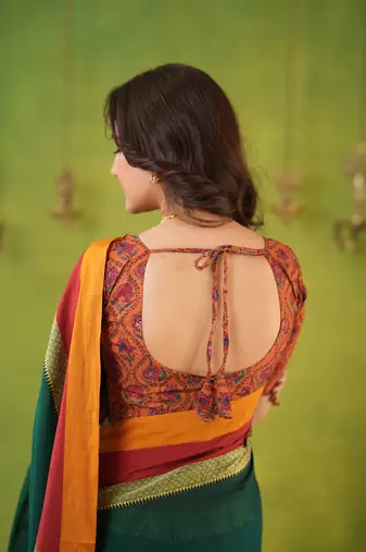 green narayanpet woven cotton saree