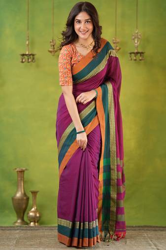 pink narayanpet woven cotton saree