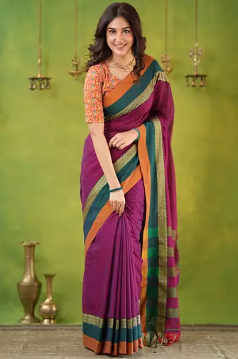 pink narayanpet woven cotton saree