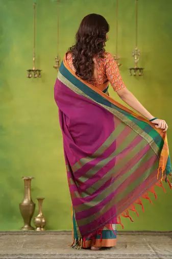 pink narayanpet woven cotton saree