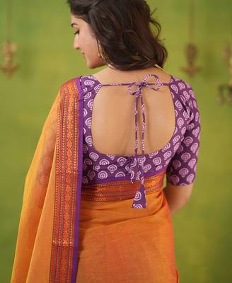 mustrad yellow narayanpet woven cotton saree 6