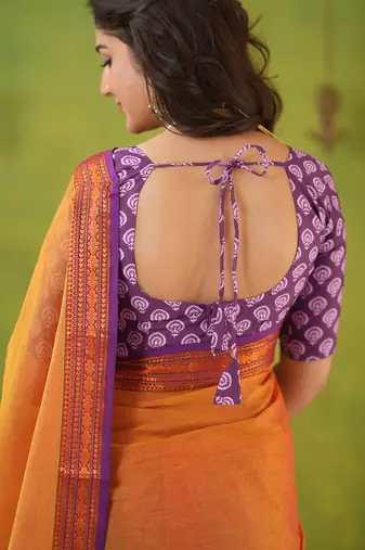 mustrad yellow narayanpet woven cotton saree
