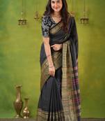 grey narayanpet woven cotton saree