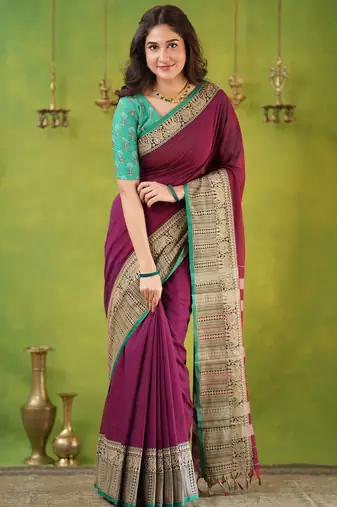 pink narayanpet woven cotton saree
