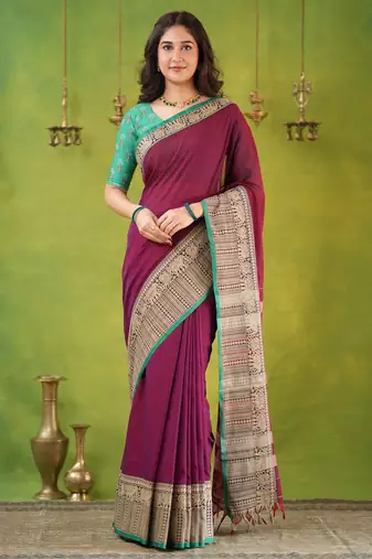 pink narayanpet woven cotton saree