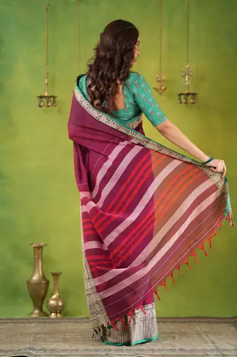 pink narayanpet woven cotton saree