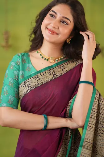 pink narayanpet woven cotton saree