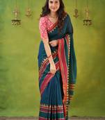 green narayanpet woven cotton saree