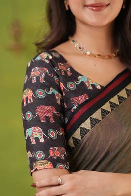grey narayanpet woven cotton saree 5