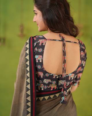 grey narayanpet woven cotton saree 6