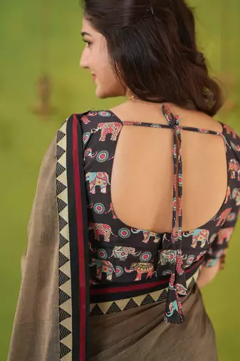grey narayanpet woven cotton saree