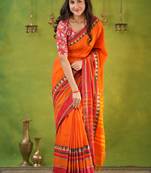 orange narayanpet woven cotton saree