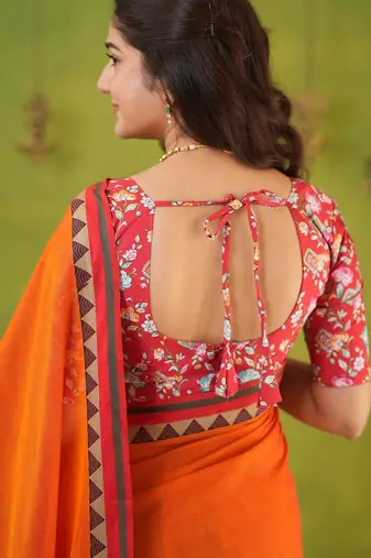 orange narayanpet woven cotton saree