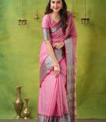 pink narayanpet woven cotton saree