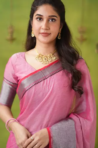 pink narayanpet woven cotton saree