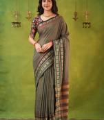 grey narayanpet woven cotton saree
