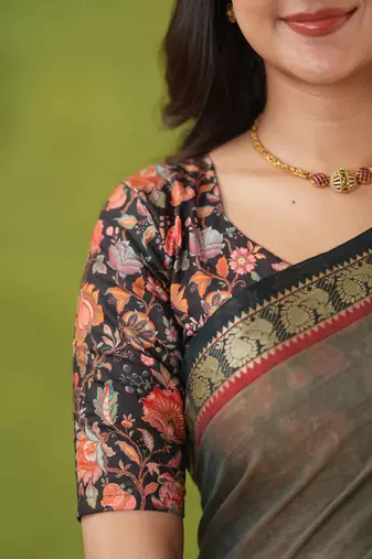 grey narayanpet woven cotton saree
