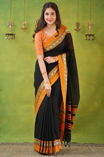 black narayanpet woven cotton saree