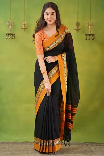 black narayanpet woven cotton saree