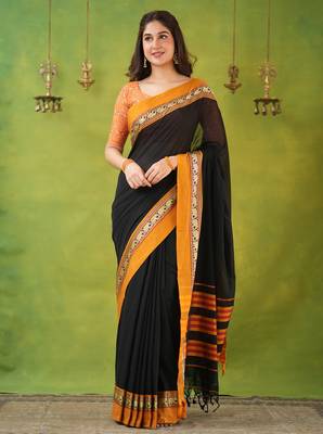 black narayanpet woven cotton saree 3