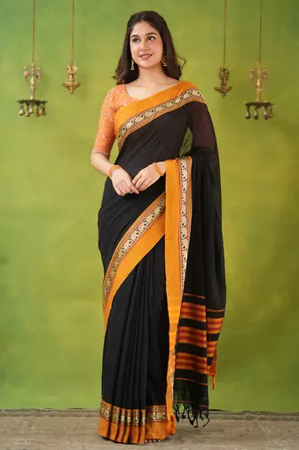black narayanpet woven cotton saree