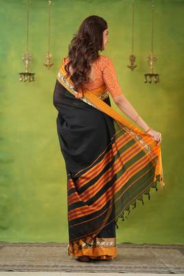 black narayanpet woven cotton saree 4