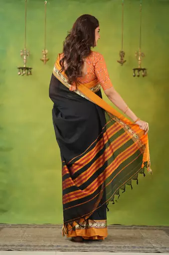 black narayanpet woven cotton saree