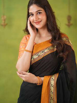 black narayanpet woven cotton saree 5