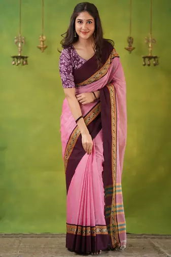 pink narayanpet woven cotton saree
