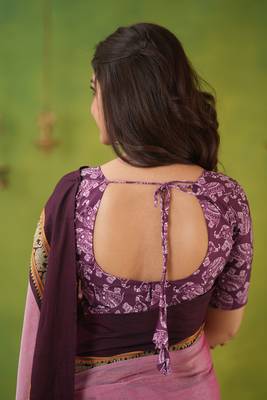 pink narayanpet woven cotton saree 6