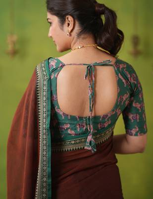 brown narayanpet woven cotton saree 6