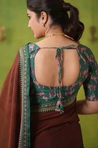 brown narayanpet woven cotton saree