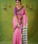 pink narayanpet woven cotton saree