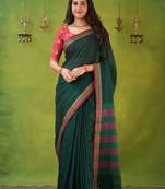 green narayanpet woven cotton saree