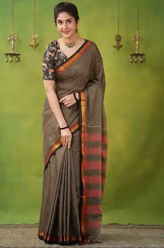 grey narayanpet woven cotton saree