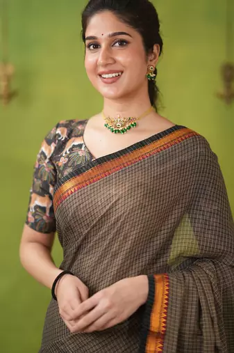 grey narayanpet woven cotton saree