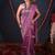 purple striped zari linen saree